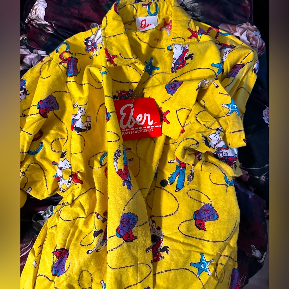 Eden San Francisco Yellow Cowboy Print Shirt